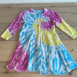 Chaser Pink, Yellow, and Blue Tie-Dye Kids Dress